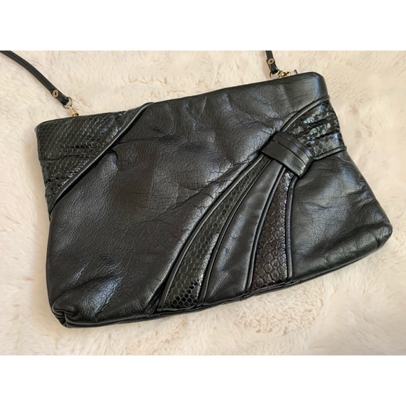 Designer black faux leather handbag. - Picture 10 of 11